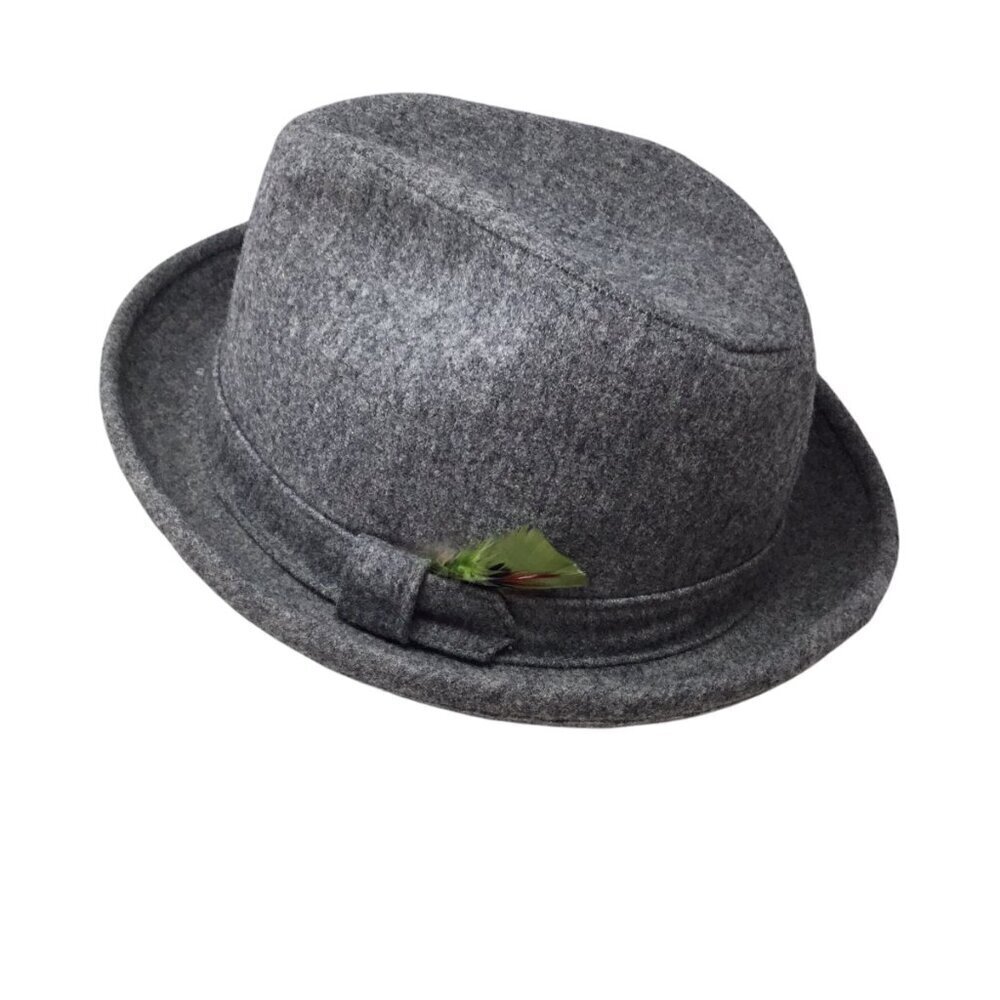 Pendleton Fedora 100% Virgin Wool NWOT Size 7 3/8 Gray Hat USA Pristine Feathers
